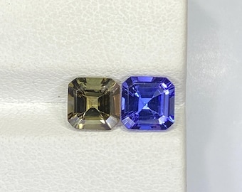 2.15 CT Square Octagon Cut Tanzanite Gemstone | Blue & Yellow