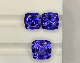 Natural Tanzanite Cushion Cut Gemstones for Jewelry Making (2.50 Ct Trio)