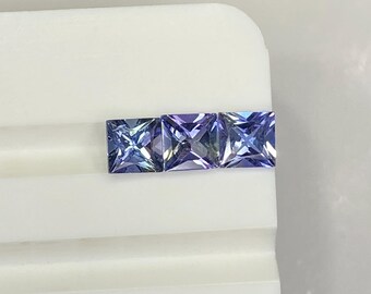 Natural Bi-Color Tanzanite Square Princess cut Gemstone (4 MM, 1.25 CT)
