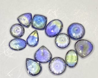 Bi-Color Tanzanite Gemstones: Faceted Violet Green Collector's Stones (15.20 CT, 13 Pieces)