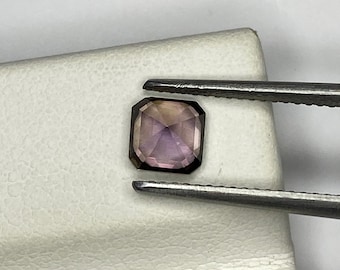 Natural Peach Pink Tanzanite Gemstone, Square Octagon, 0.85 ct