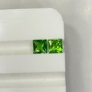 Natural Tsavorite Garnet Pair (0.45 CT) - Square Princess Cut Green Gemstone