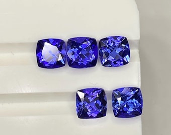 Natural Tanzanite Cushion Cut Lot – 5 Pieces, 3.85 Ct, 5mm Blue Violet Tanzanite Gemstones