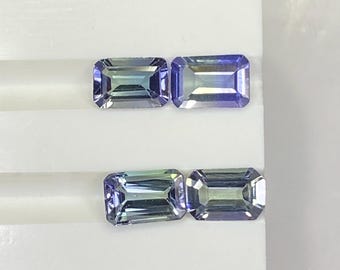 Natural Bi-Color Tanzanite Octagon Gemstone (6x4 MM, 1.90 CTW)