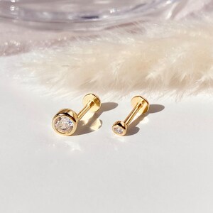 Trinity Flat Back Stud  Gold Helix, Tragus, Conch Earring – Two of Most