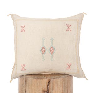 Cactus Silk Throw Pillow Tan White, Moroccan Cushion Covers, Sabra Silk Pillows, Decorative Throw Pillow, Farmhouse Pillow, Boho Pillow