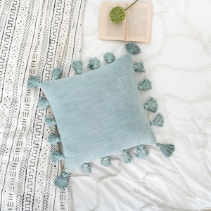 Tassel Pillow, Decorative Throw Pillow, Woven Pillow, Boho Textured Cotton Pillow, Throw Pillow, Farmhouse pillow, Handmade Throw Pillow
