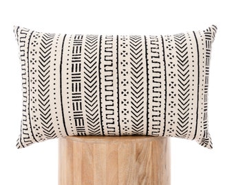 Block Print Mud Cloth Pillow Cover: Bohemian Cotton Cushion Case