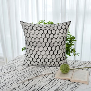 Designer Block Print Floral Color Linen Pillow, Farmhouse Decor, Modern Pillow, Boho Design, Throw Pillow, Pillow Cover, Botanical Print