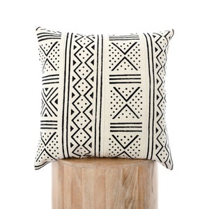 Hand Block Print Cotton Cushion Cover, Boho Mud Cloth Inspired Throw Pillow Cover, Ethnic Home Decor, Bohemian Handmade Accent Pillow Cover