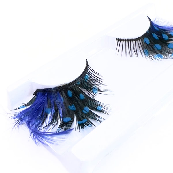 Artificial feathers do not hand-made stage effect false eyelashes one-on-one box blue dots stage performance bridal styling birthday parties
