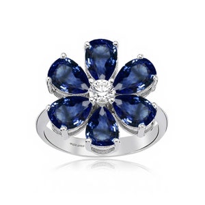 Blue Flower Silver Eda Ring Gemstone Gift Jewellery Forget Me - Etsy