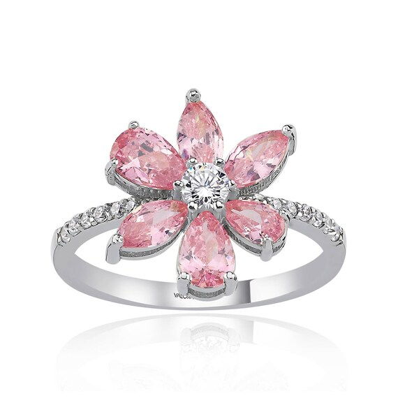 Pink Floral Flower Eda Ring Graduation Gifts Handmade Jewelry