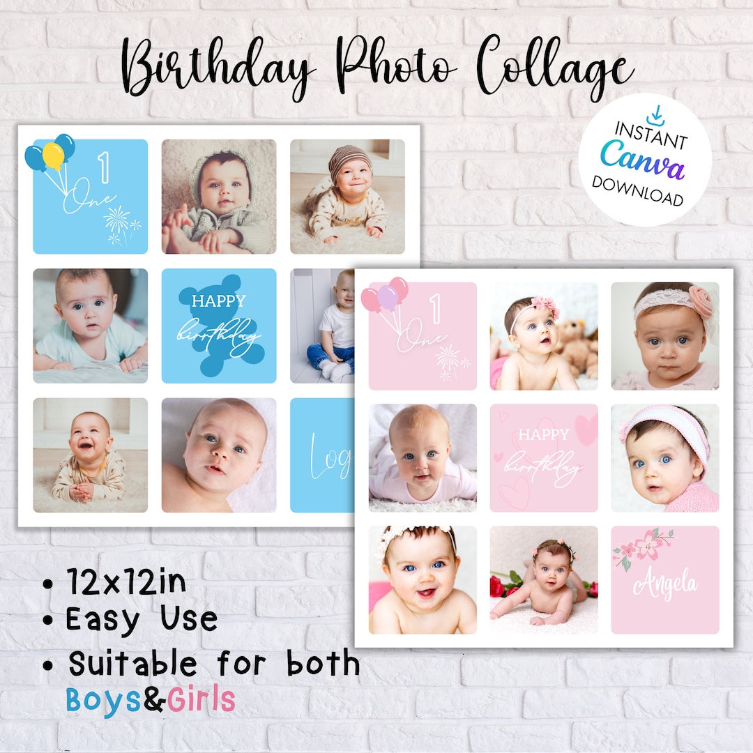 Cake Smash Photo Collage Template Cake Smash Collage Girl Etsy