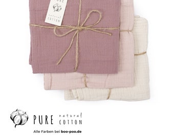 Set of three muslin towels 50×50 cm - Mauve, Misty Rose, Macadamia