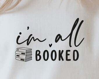 Im All Booked SVG PNG PDF, Funny Retro Book Lover Svg, Reading Svg, Coffee Svg, Book Lover Svg, Teacher Svg, Librarian Svg, Bookish Svg