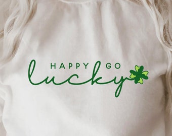 Happy go Lucky SVG, Boho Svg, St Patrick's Day SVG, Funny St Patricks Day Svg, Irish Svg, Shamrock Svg, Lucky Shirt Svg Cut file