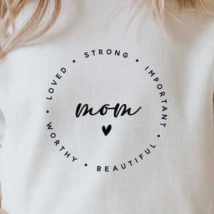 Mamma vita SVG PNG PDF, mamma forte, importante, bella, degna, amata in formato Svg, divertente mamma file in formato Svg per Cricut, ragazza mamma Png, mamma camicia in formato Svg