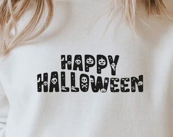 Happy Halloween SVG: Pumpkin, Skull Cut File (Digital Download)