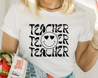 Teacher SVG, Teacher Shirt Svg, Teacher Happy Face Svg, Teacher Png, Teacher Appreciation Svg, Teacher Life Svg,Retro Teacher Svg,School Svg