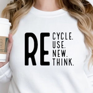 Recycle Reuse Erneuern Rethink SVG PNG, Umweltaktivist SVG, Yoga SVG, inspirierend SVG, Crisis Umweltaktivismus SVG, minimalistisch