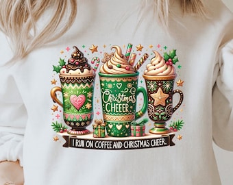 Christmas Coffee Cheer PNG: Holiday Drink Design (Digital Download)