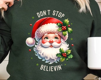 Don't Stop Believin' Christmas PNG, Christmas PNG, Retro Santa Christmas Sublimation Download, Retro Christmas Png, Christmas Santa Png