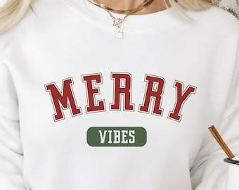 Merry Vibes Christmas SVG: Varsity Design (Digital File)