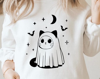 Сute Ghost Cat SVG PNG PDF, Ghost Cat Svg, Cat Lovers, Halloween Cat Svg, Cat Halloween Png, Ghost Cats, Halloween Cat, Funny Cat Ghost