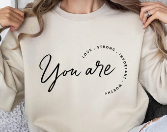 Inspirational Quote SVG: You Are Strong, Christian Cut File (PDF, PNG)