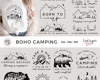 Boho Camping SVG Bundle: Adventure Designs (Digitale Datei)