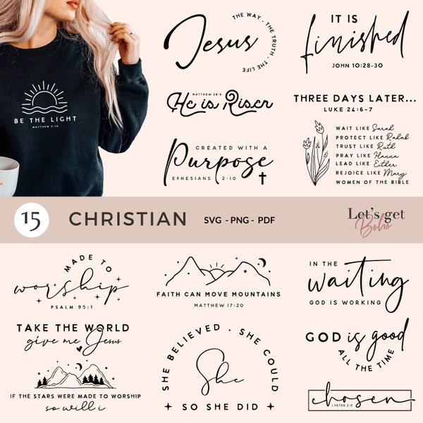 15 Christian SVG PNG Bundle, Religious Svg Bundle, Motivational Quotes Svg Bundle, Bible Verse Svg, Coffee Mug Svg, Jesus Svg, God Svg Png