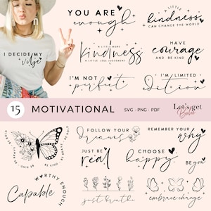 Boho Inspirational SVG PNG BUNDLE, Afirmaciones Positivas Svg, Bondad Svg, Siempre eres Digno Importa Suficiente Svg, Citas Florales Svg Png Pdf