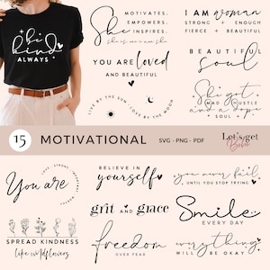 Boho inspirerende SVG PNG PDF-bundel, positieve bevestigingen Svg, vriendelijkheid Svg, drukte Svg, ondernemer Svg, empowered Women Shirt Svg