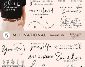 Boho Inspirational SVG Bundle: Positive Affirmations (Digital Download)