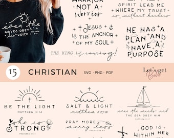 Christian SVG Bundle: Bible Verse, Jesus, God (PDF, PNG)