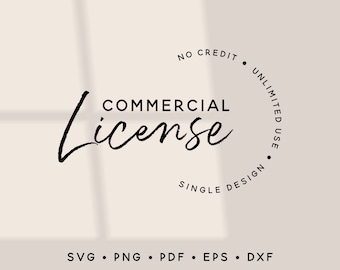 SVG Commercial License / Single Design / Unlimited Use / No Credit