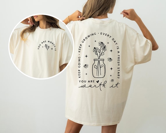 Positive Aesthetic SVG PNG Keep Going, Self love Svg Motivational Quote Wildflower Svg, Boho Png, Manifest Svg Worthy Svg Front and Back Svg