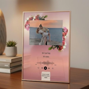 10 Personalized Spotify Song Plaque, Custom Photo, Anniversary Gift (Digital Download Canva Template 8x10 inches)
