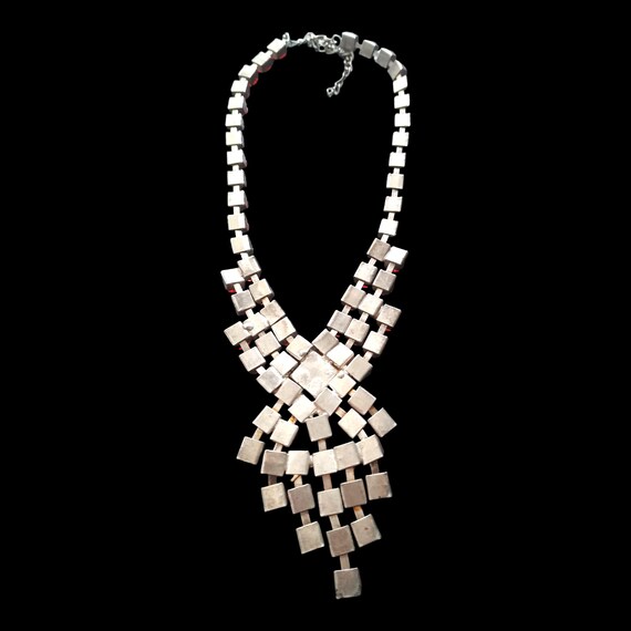 Red Glass Crystal Statement Necklace, Ruby Red Rh… - image 5