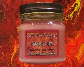 Portal to Hell-Video game Candle  | Mason jar or limited edition TIN | Non toxic and Soy | 8 oz fandom