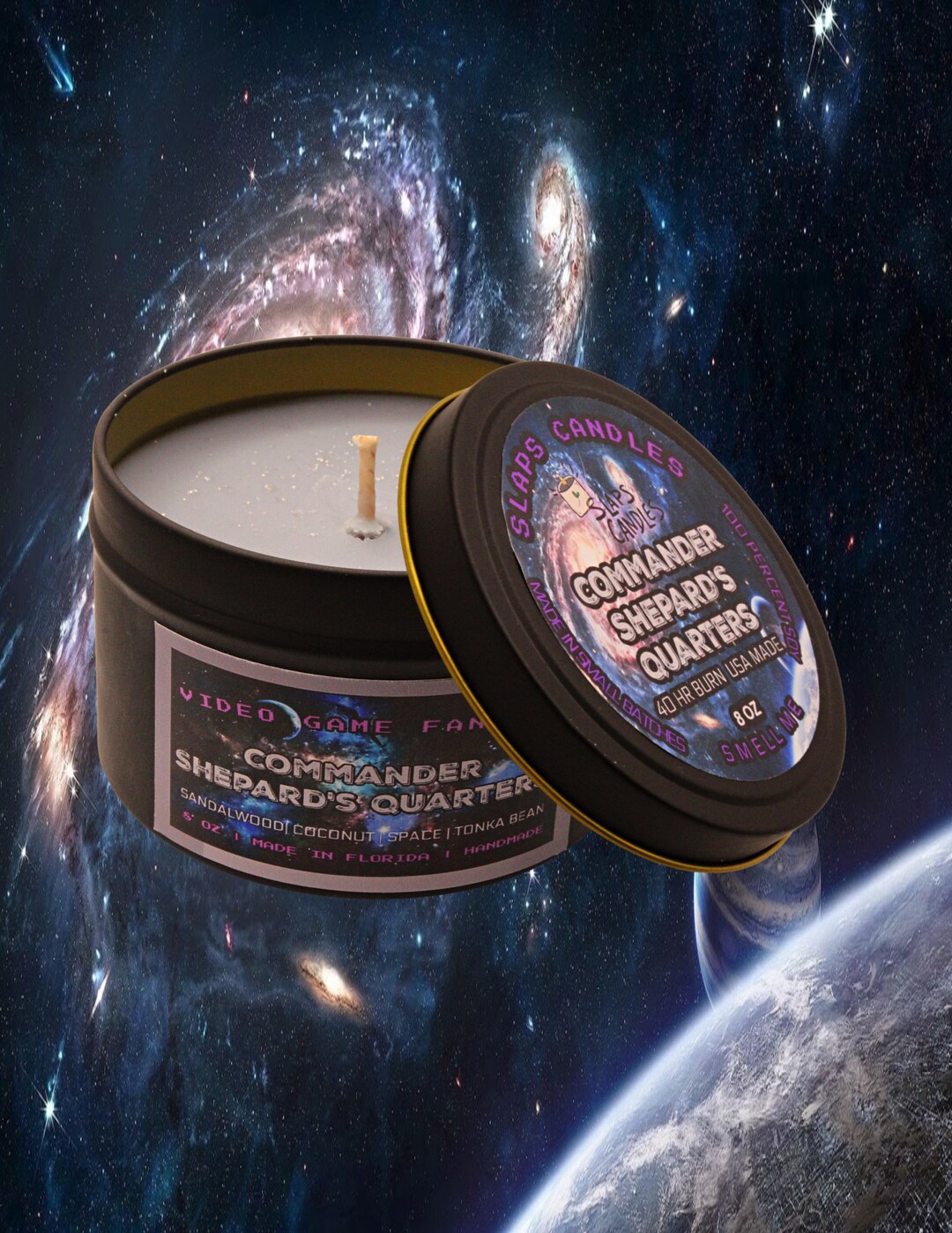 Mass Effect Inspired Video Game Candle Updated New Tin Container Non Toxic and Soy 8 Oz Fandom
