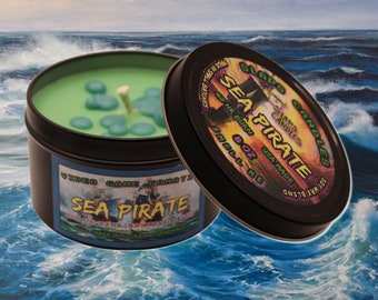 Sea Pirate-Video Game Candle| Tin Candle | Non toxic and Soy | 8 oz fandom home decor