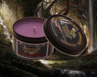Medieval Beauty-Video Game Candle| Tin Candle | Non toxic and Soy | 8 oz fandom home decor