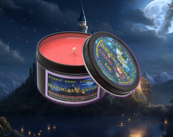 Magical Castle-Video Game Candle | Black Tin | Non toxic and Soy | 8 oz fandom | Home Decor | Soy Wax