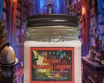 Ancient Wizards Library | Book Lovers Candle | Bookworm | Vegan Candle | Mason Jar | 8 OZ Mason Jar | Book Smell | Home decor