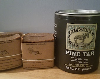 Pine Tar Soap | Handmade, Natural |For face, body, scalp | two bars of soap
