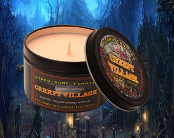 Creepy Village-Video Game Candle| Tin Candle | Non toxic and Soy | 8 oz fandom home decor