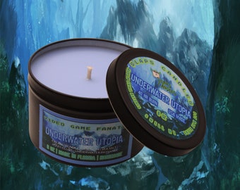 Underwater Utopia-Video game candle| Black Tin | Non toxic and Soy | 8 oz fandom