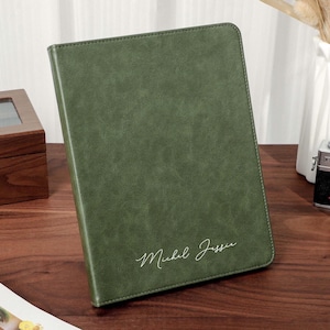 Étui en cuir personnalisé vert forêt pour iPad Pro 11 pouces 13 pouces, 2024 Air 6, iPad 10th 10,9 pouces, iPad Pro 2022 12,9 pouces, iPad Mini 6/7